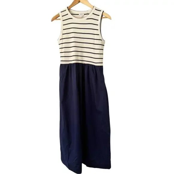 J. Crew | Dresses | Nwt J Crew Blue White Stripe Ribbed Mixy Midi Dress  Size Petite Small | Poshmark